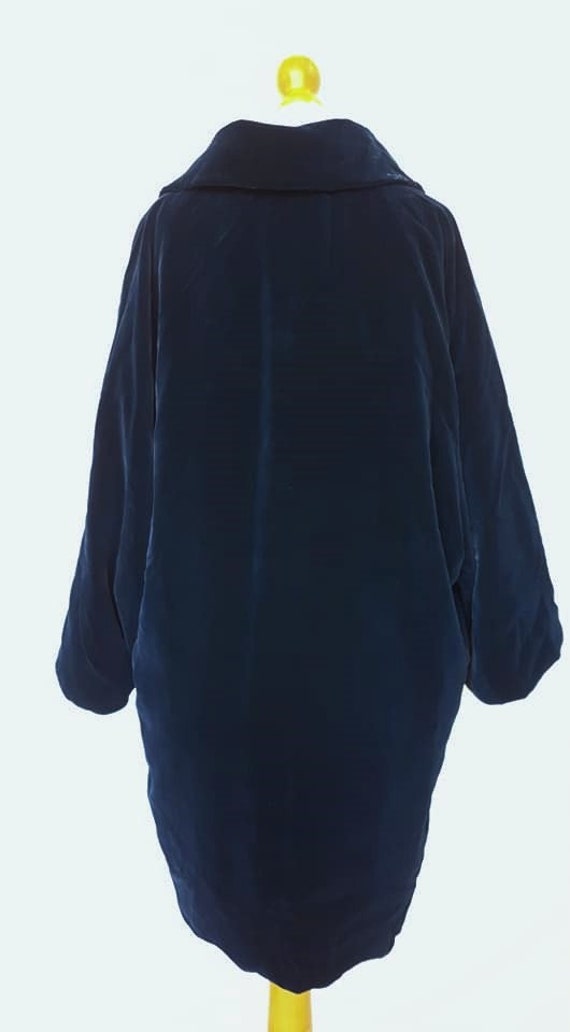 royal blue velvet kimono coat/ Japanese vintage - image 4