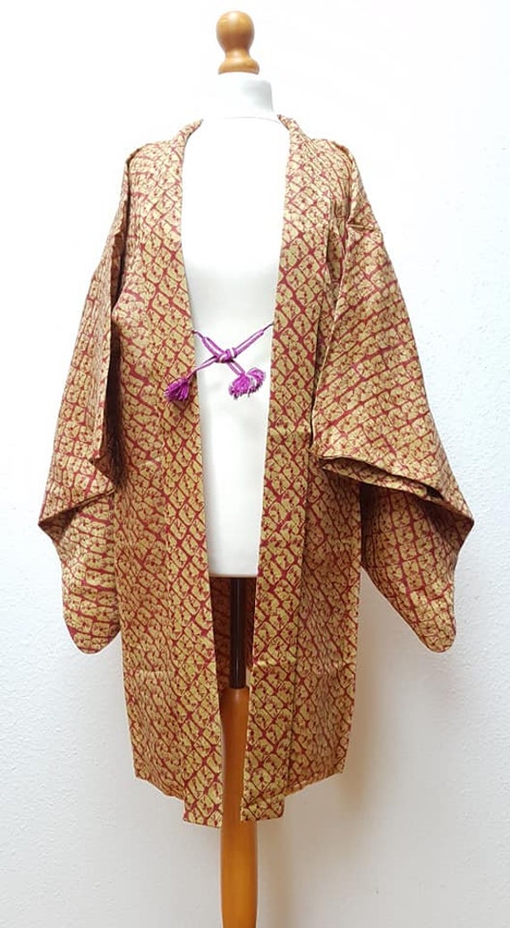 Kimono jacket /1950's vintage shibori tie-dye saf… - image 4