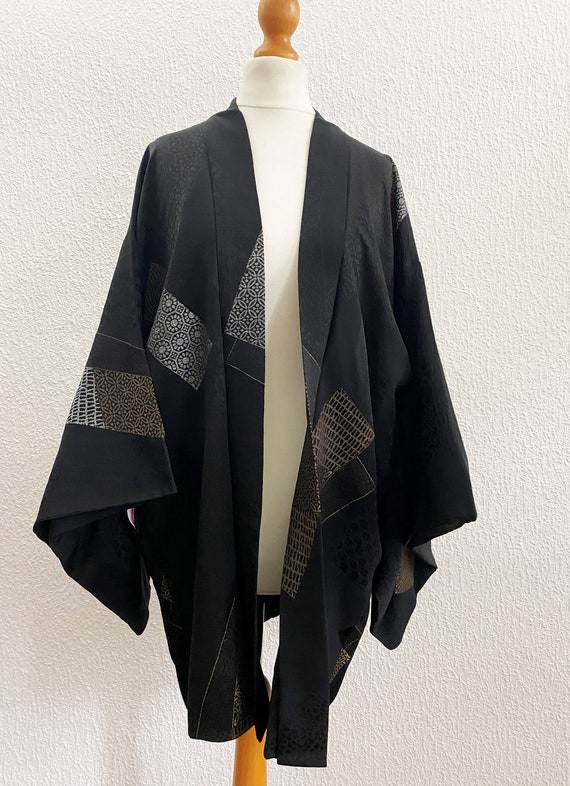 URUSHI (lacquerware) coated silk black Kimono jac… - image 7