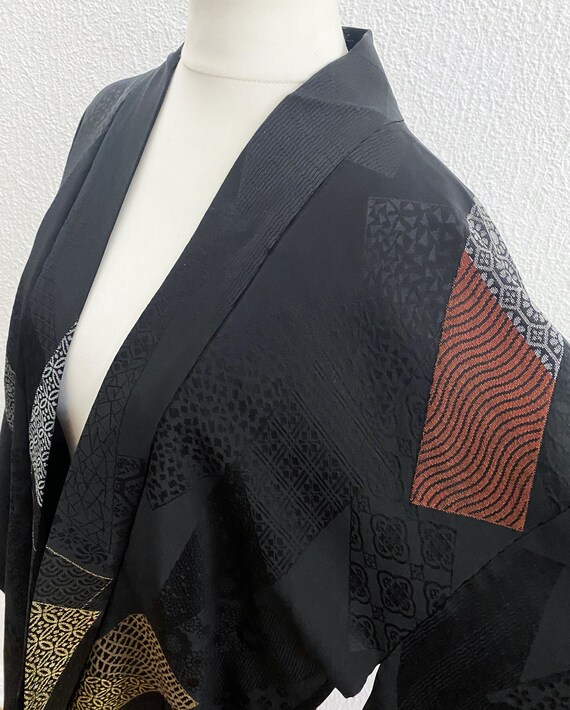 URUSHI (lacquerware) coated silk black Kimono jac… - image 5