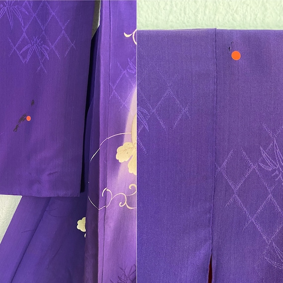 purple Antique floral kimono jacket/ silk long Ha… - image 10