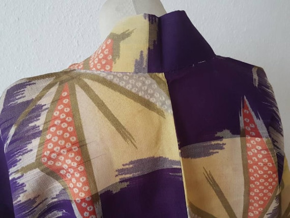 kimono jacket/Purple yellow long Antique Haori / … - image 5