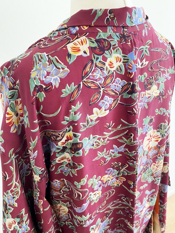 plum color floral long Kimono jacket/ Haori /Naga… - image 8