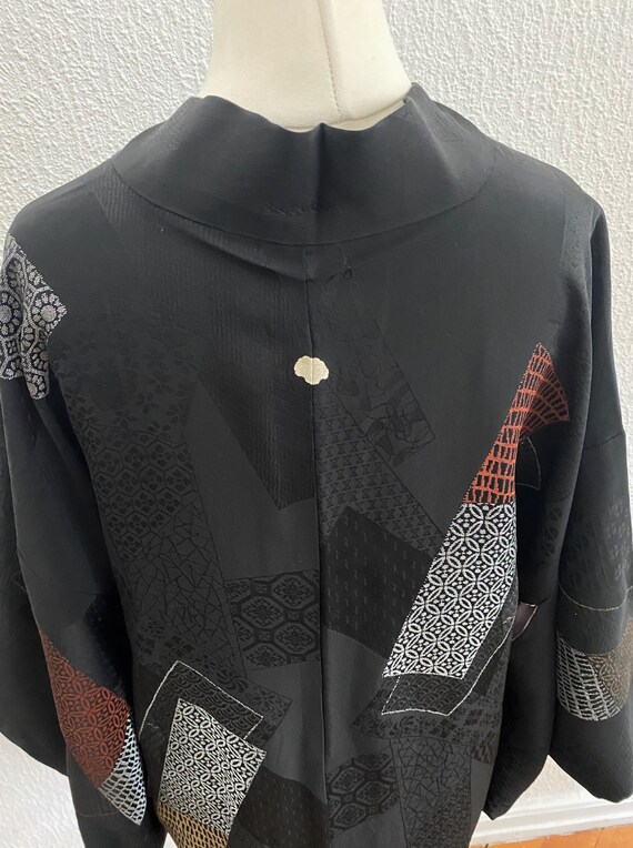 URUSHI (lacquerware) coated silk black Kimono jac… - image 6