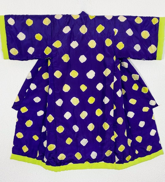 purple & neon yellow Children's padded Kimono coa… - image 1