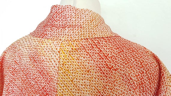 Kimono jacket/bamboo Coral red, yellow orange Hao… - image 6