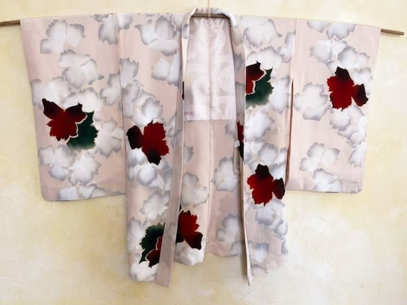 pale pink ombre dyeing Kimono/floral pattern/ Hao… - image 2