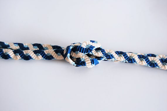 blue and light blue, white Hand woven Kimono belt… - image 3
