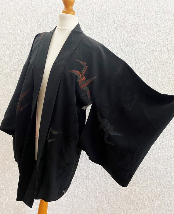 luxury URUSHI (lacquerware) coated silk black Kim… - image 3