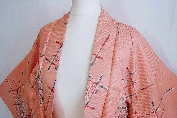 1920's light pink Meisen silk kimono jacket /abst… - image 7