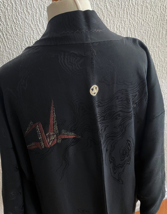 luxury URUSHI (lacquerware) coated silk black Kim… - image 5
