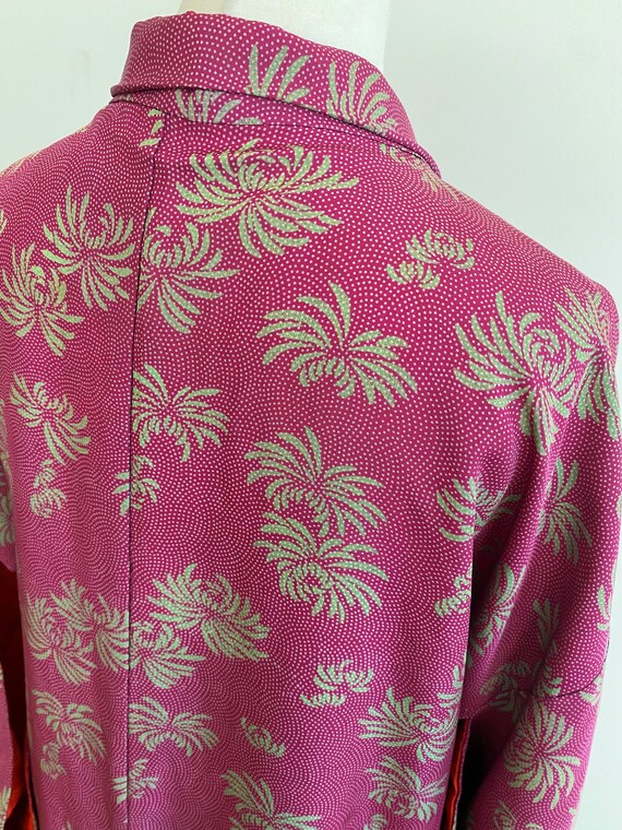 pink × neon green floral long Kimono jacket/ Haor… - image 4