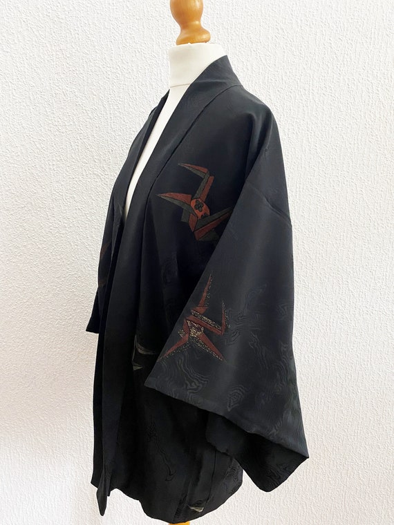 luxury URUSHI (lacquerware) coated silk black Kim… - image 6