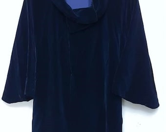 royal blue velvet kimono coat/ Japanese vintage