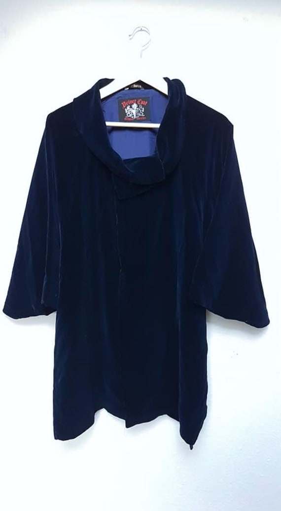 royal blue velvet kimono coat/ Japanese vintage