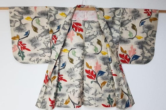 multi color white colorful leaf pattern Kimono ja… - image 2