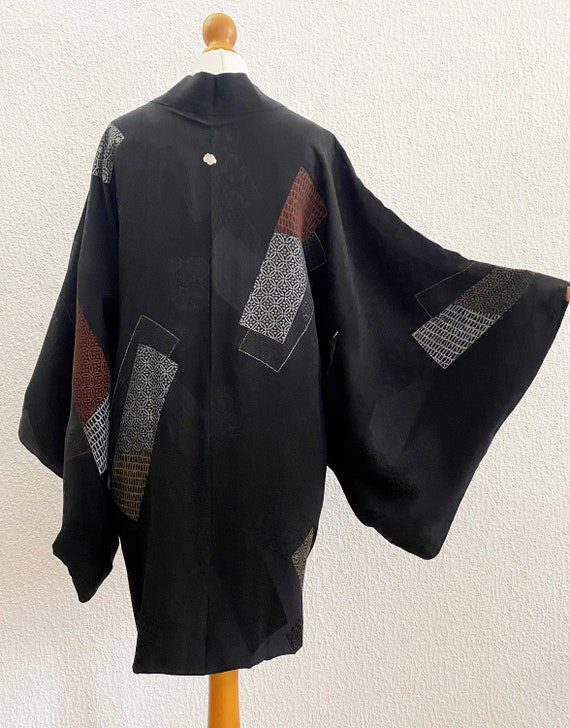 URUSHI (lacquerware) coated silk black Kimono jac… - image 8