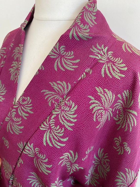 pink × neon green floral long Kimono jacket/ Haor… - image 5