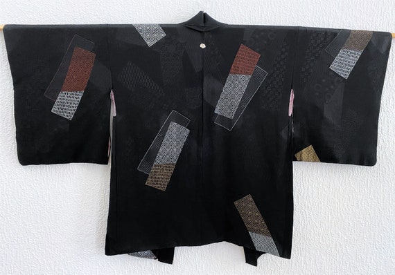 URUSHI (lacquerware) coated silk black Kimono jac… - image 1