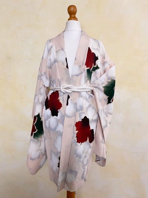 pale pink ombre dyeing Kimono/floral pattern/ Hao… - image 3