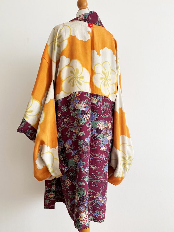 plum color floral long Kimono jacket/ Haori /Naga… - image 10