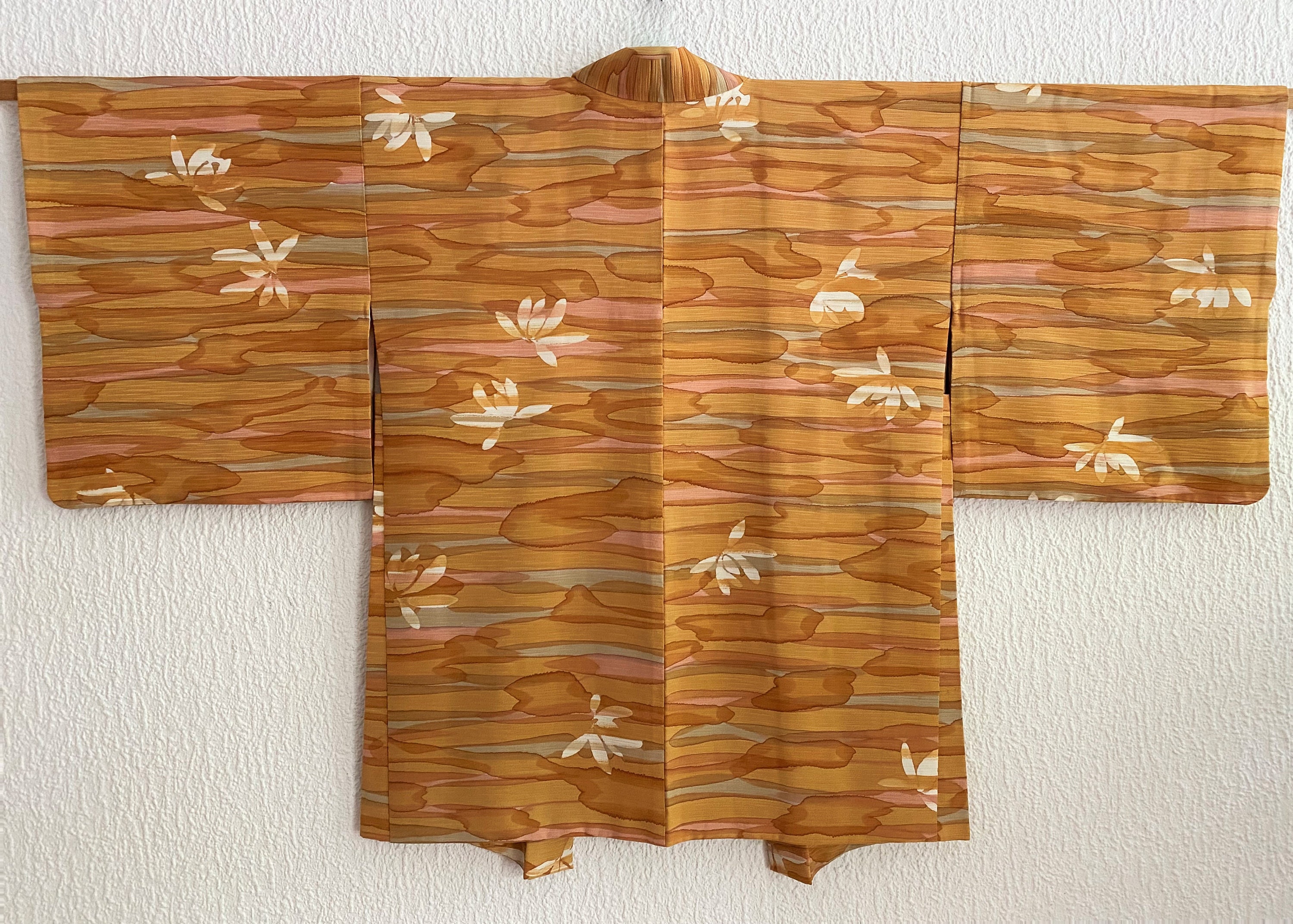 Orange Yellow Kimono Jacket Ombre Dye With Flower Motif / - Etsy