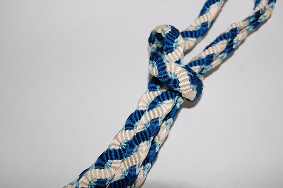 blue and light blue, white Hand woven Kimono belt… - image 6