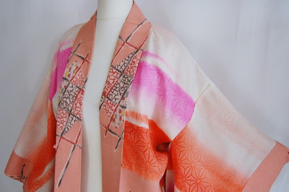 1920's light pink Meisen silk kimono jacket /abst… - image 9