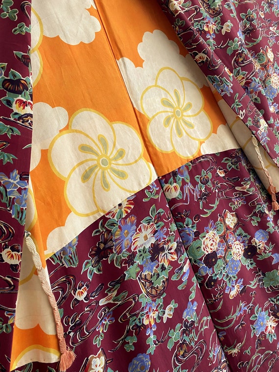 plum color floral long Kimono jacket/ Haori /Naga… - image 4