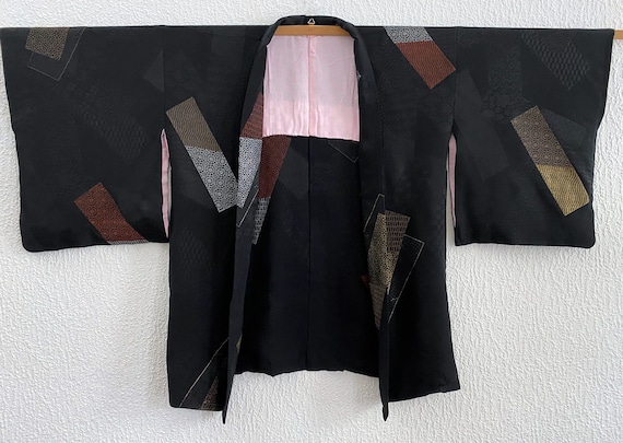 URUSHI (lacquerware) coated silk black Kimono jac… - image 2