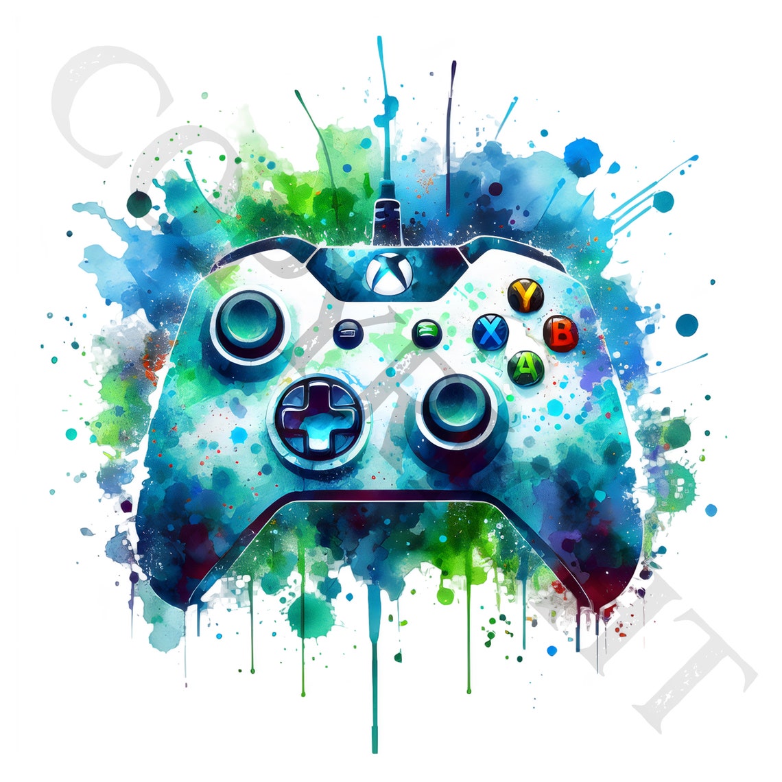 Watercolor Xbox Controller Clipart | Gaming PNG Graphics (digital ...