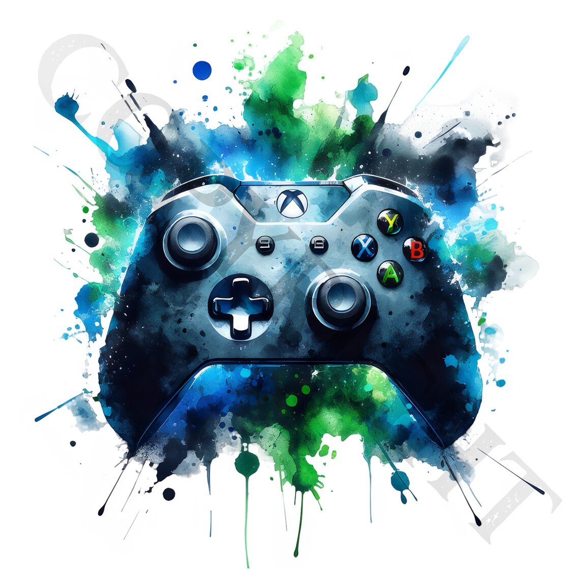 Watercolor Xbox Controller Clipart | Gaming PNG Graphics (digital ...