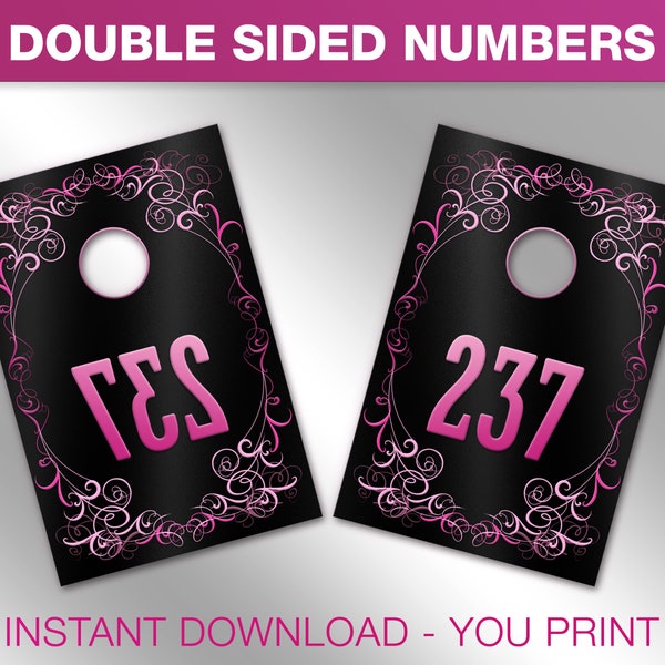 Double Sided Numbers 001-1000 | Facebook Live Number Cards | Sale Tags | Normal + Mirrored | Black + Pink