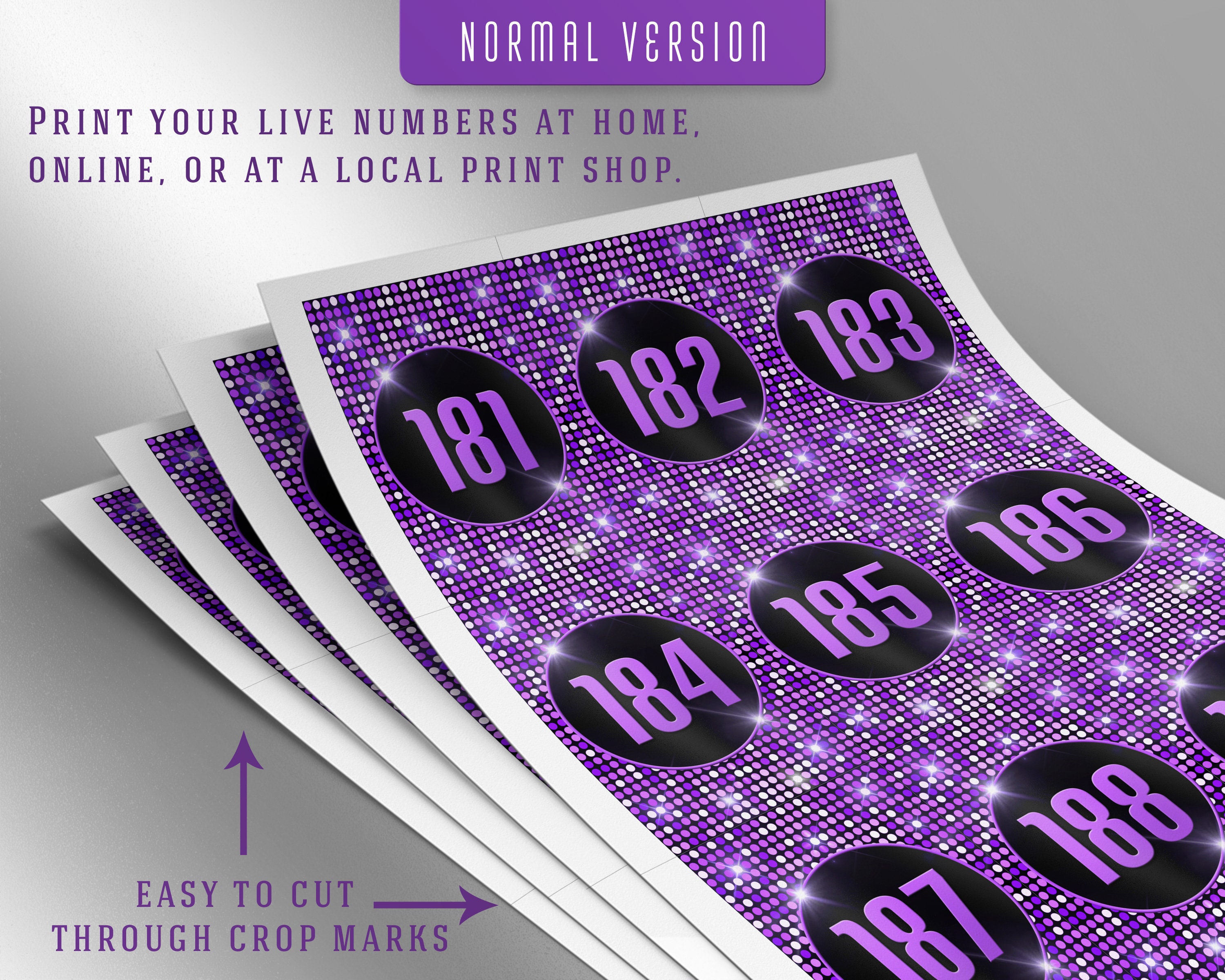 Facebook Live Number Cards, Live Tags, Normal Mirrored 1-500, Black ...