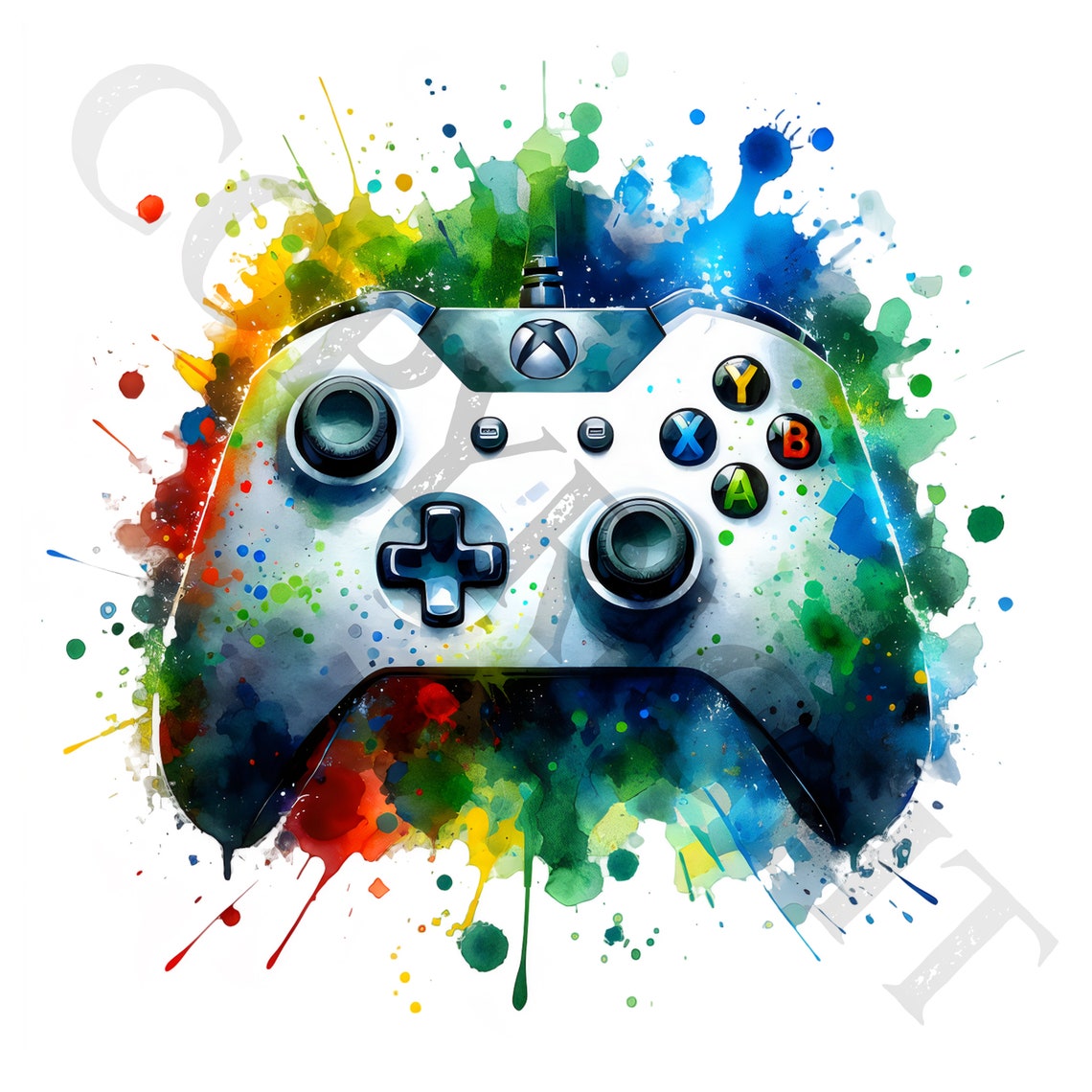 Watercolor Xbox Controller Clipart | Gaming PNG Graphics (digital ...