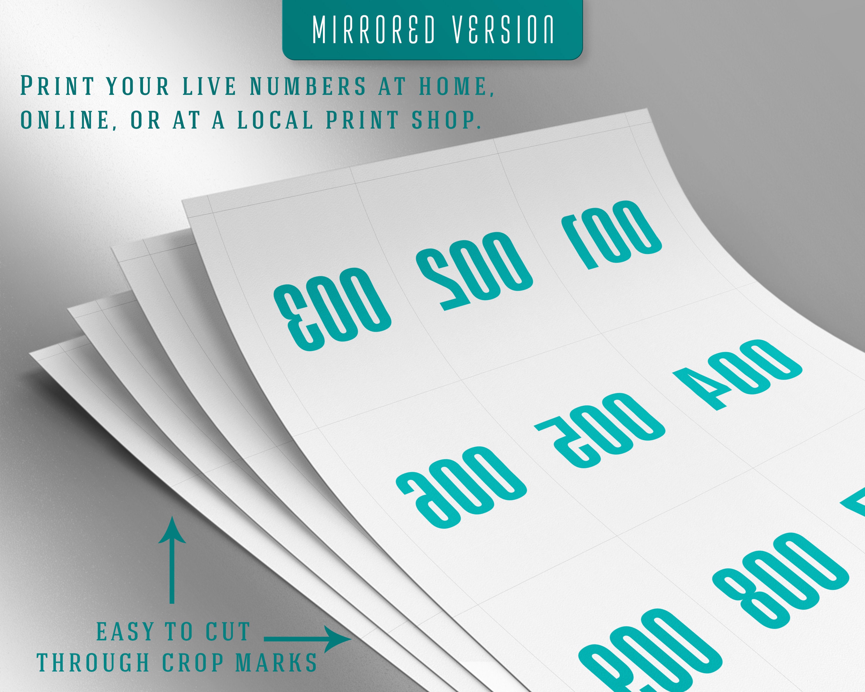 Facebook Live Sale Numbers, Live Numbers, Normal Mirrored reversed, 1 ...