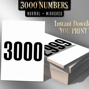 3000 druckbare Live-Nummern, Facebook Live-Nummernkarten, Sale Tags, Normal + Gespiegelt 1-3000, sofortiger PDF-Download, Weiß + Schwarz