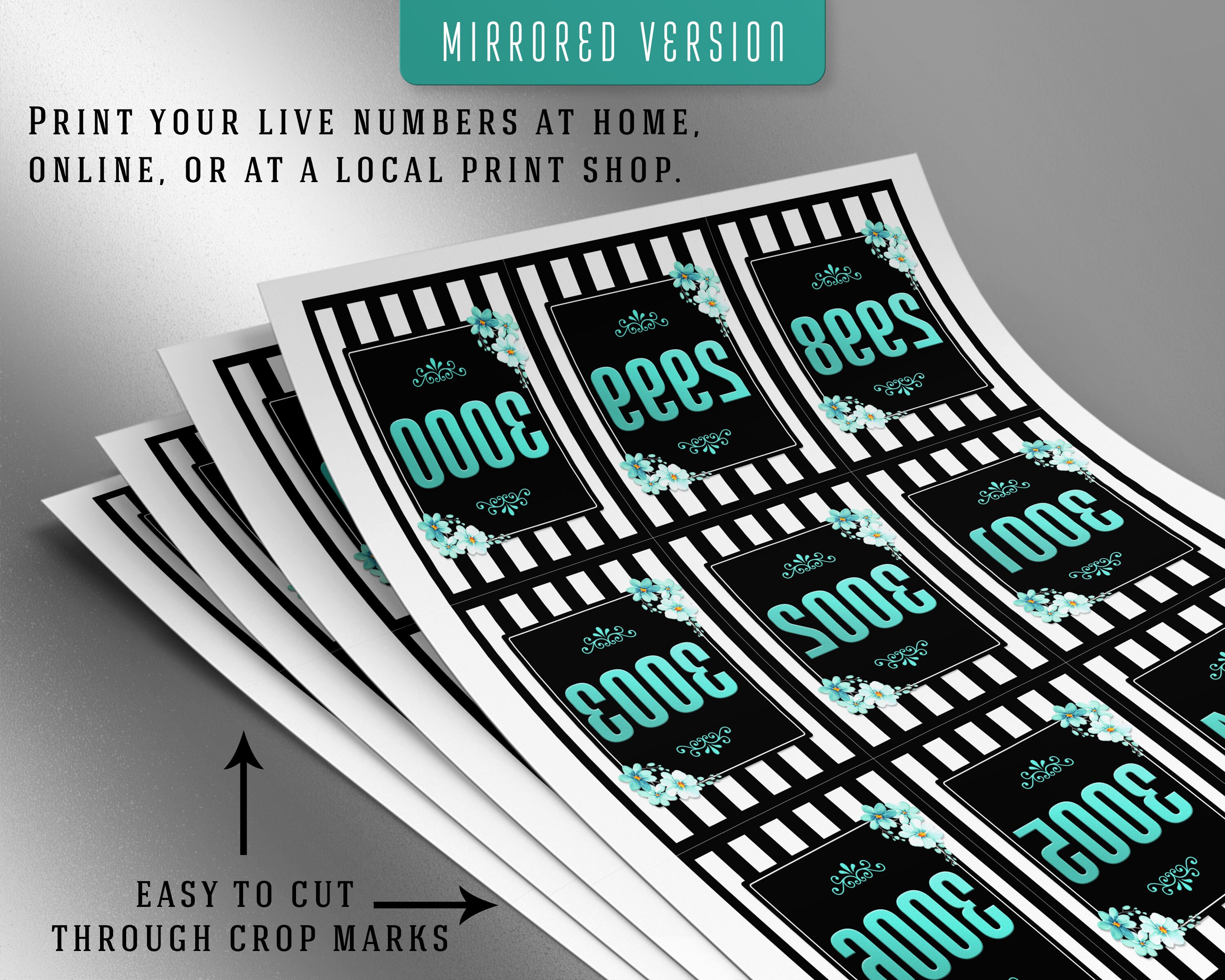 3000 Printable Facebook Live Numbers, Facebook Live Number Cards, Sale ...