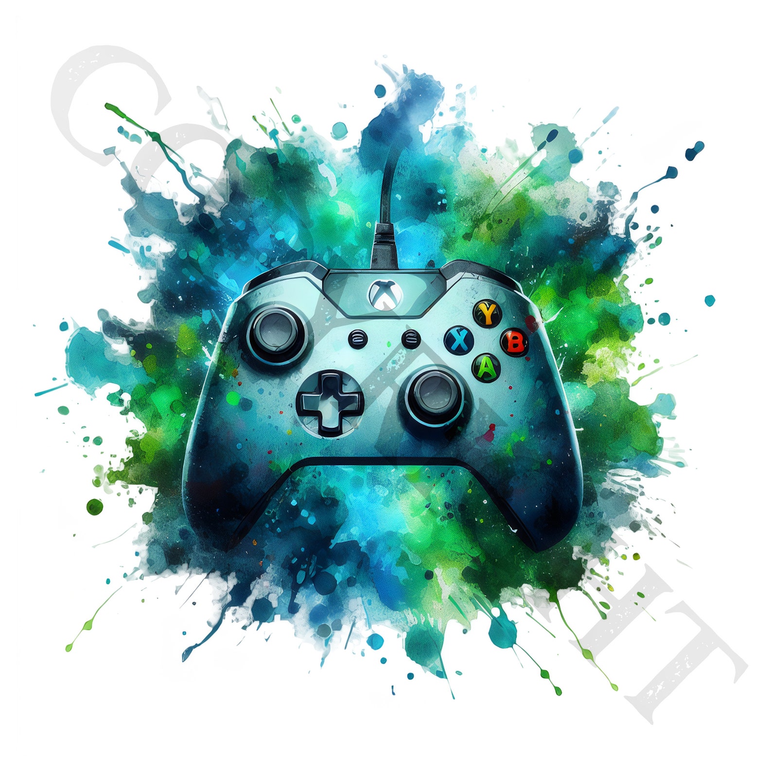 Watercolor Xbox Controller Clipart | Gaming PNG Graphics (digital ...