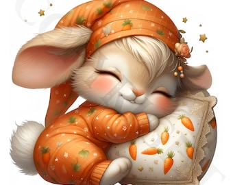 Sleeping Bunny Clipart | Baby Animal PNG Images (Digital Download)