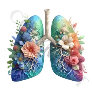 Clipart de pulmón floral / Paquete / 10 imágenes PNG transparentes de alta calidad / Arte de pared / Manualidades de papel / Ropa / Impresiones digitales / Uso comercial