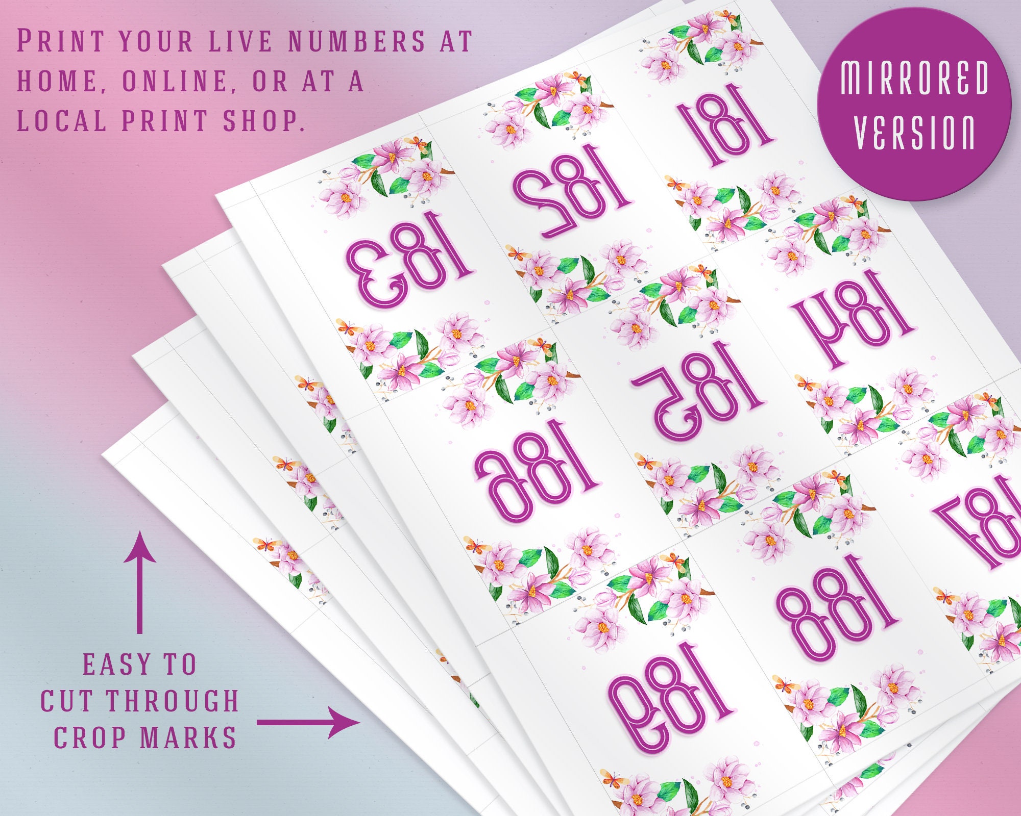 Floral Facebook Live Sale Numbers, Printable Cards, Normal Mirrored ...