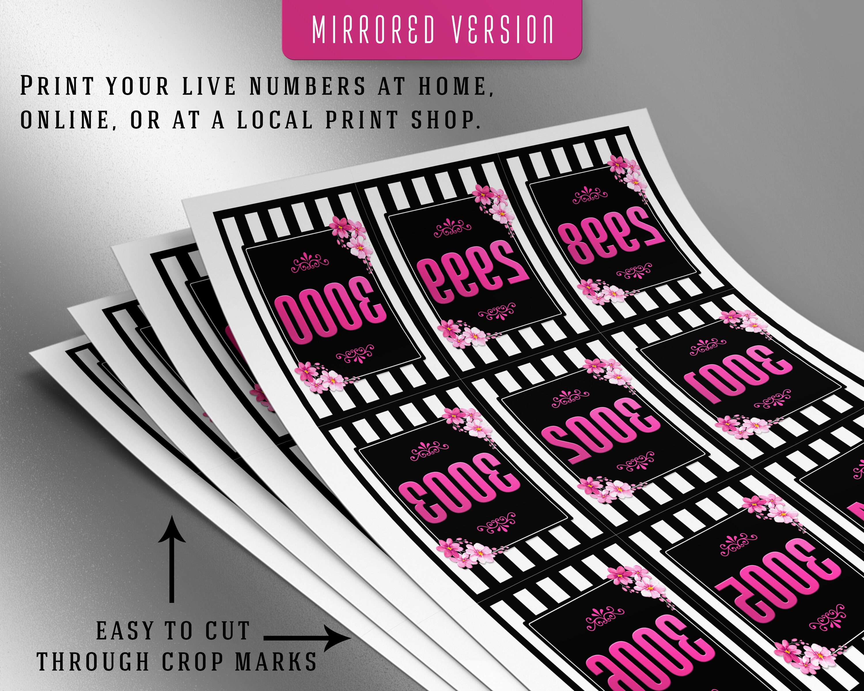 3000 Printable Facebook Live Numbers, Facebook Live Number Cards, Sale ...
