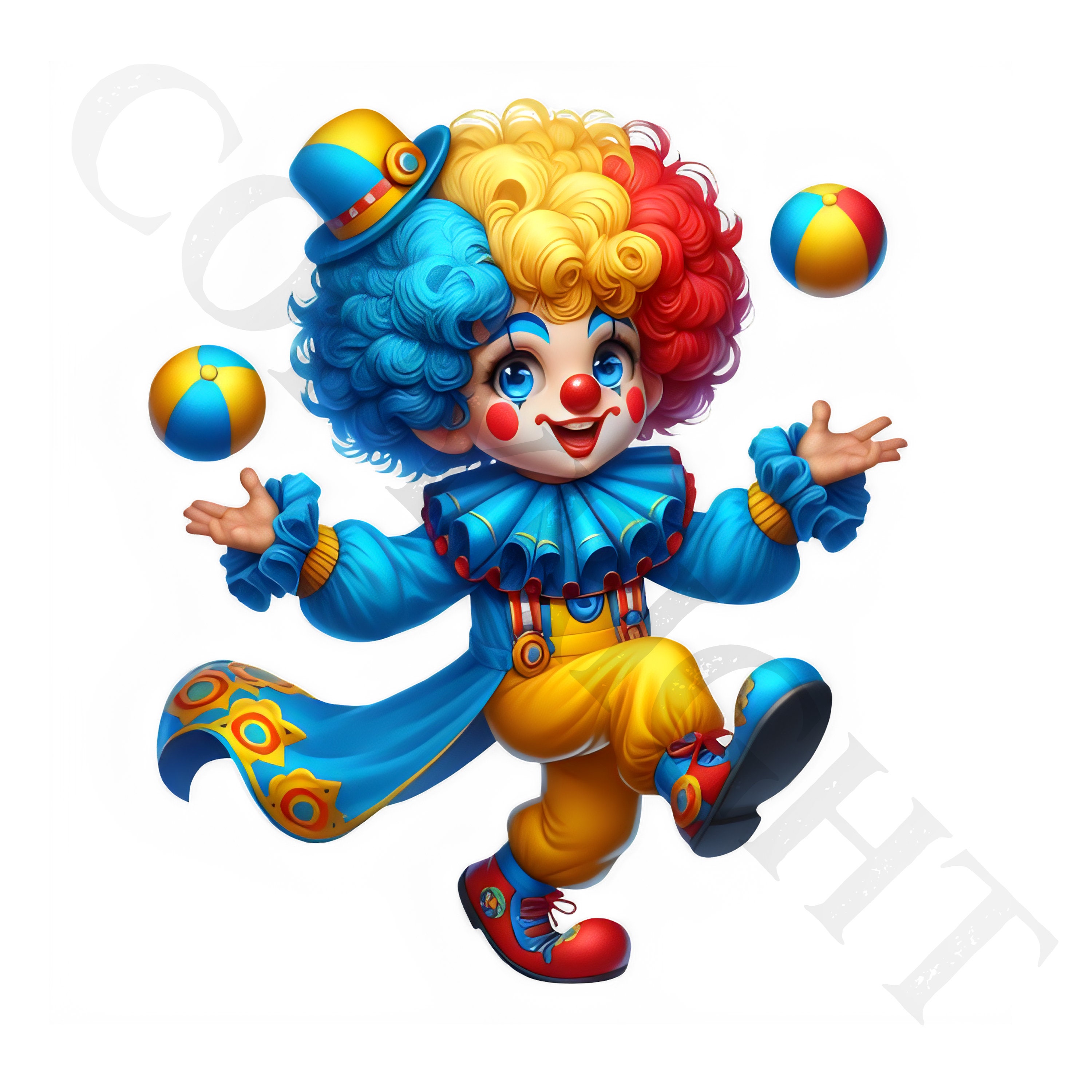 Cute Clown Clipart | 10 Transparent PNG Images | Circus Art | Children ...