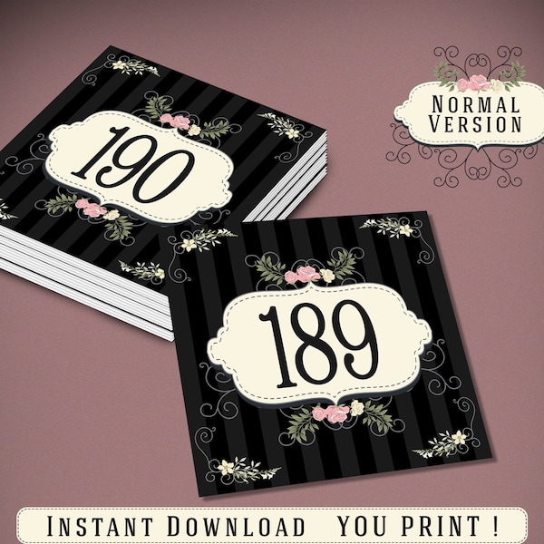 Live Sale Number Tags Facebook, Square Live Tags,Printable Nostalgia Live Numbers,Normal + Mirrored (Reversed) 1-1000,Black + Beige + Floral