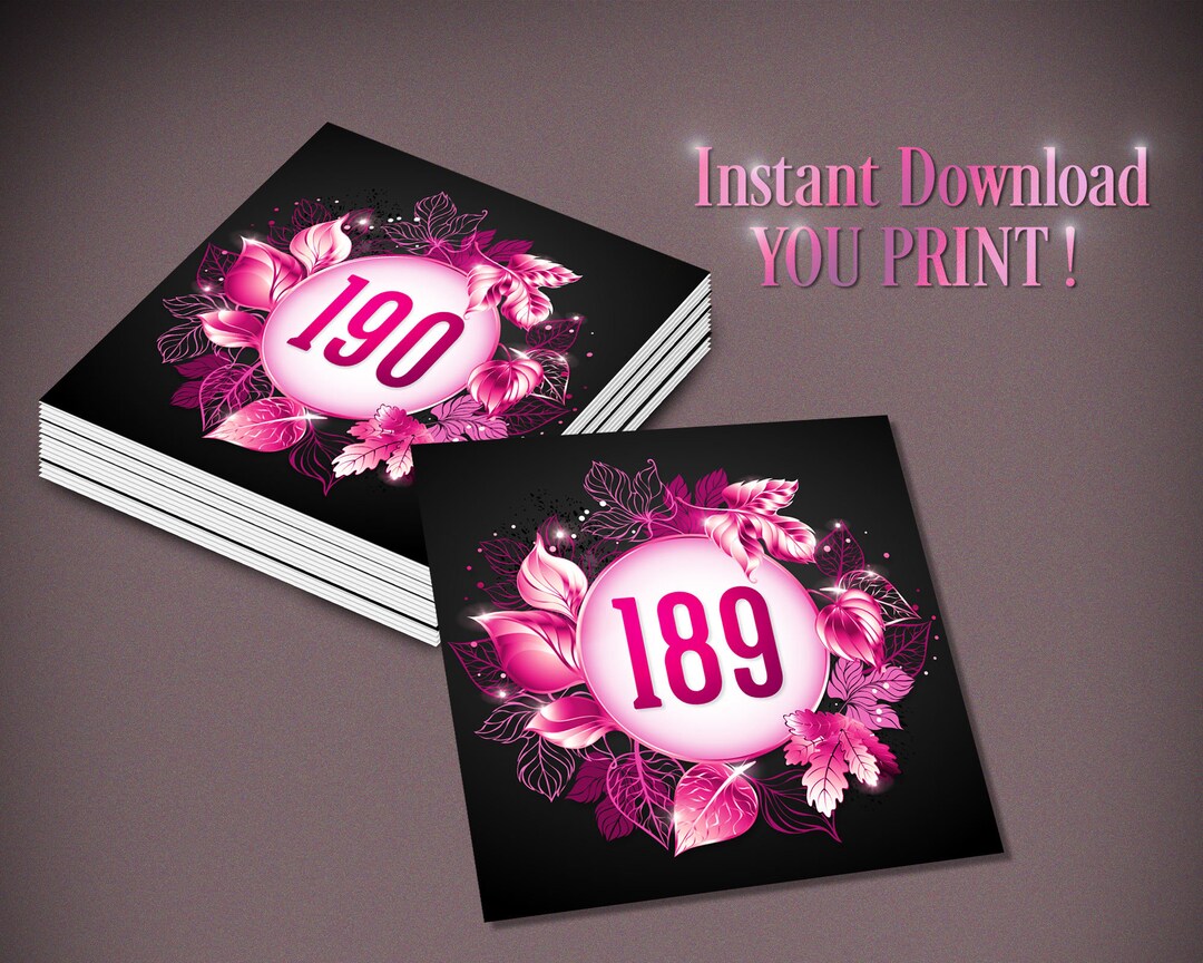 Printable Facebook Live Numbers, Pink Glitter Tags 1-1000 (digital ...
