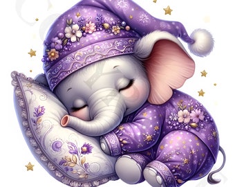Sleeping Elephant Clipart | Cute PNG Images, Commercial Use (Digital Download)