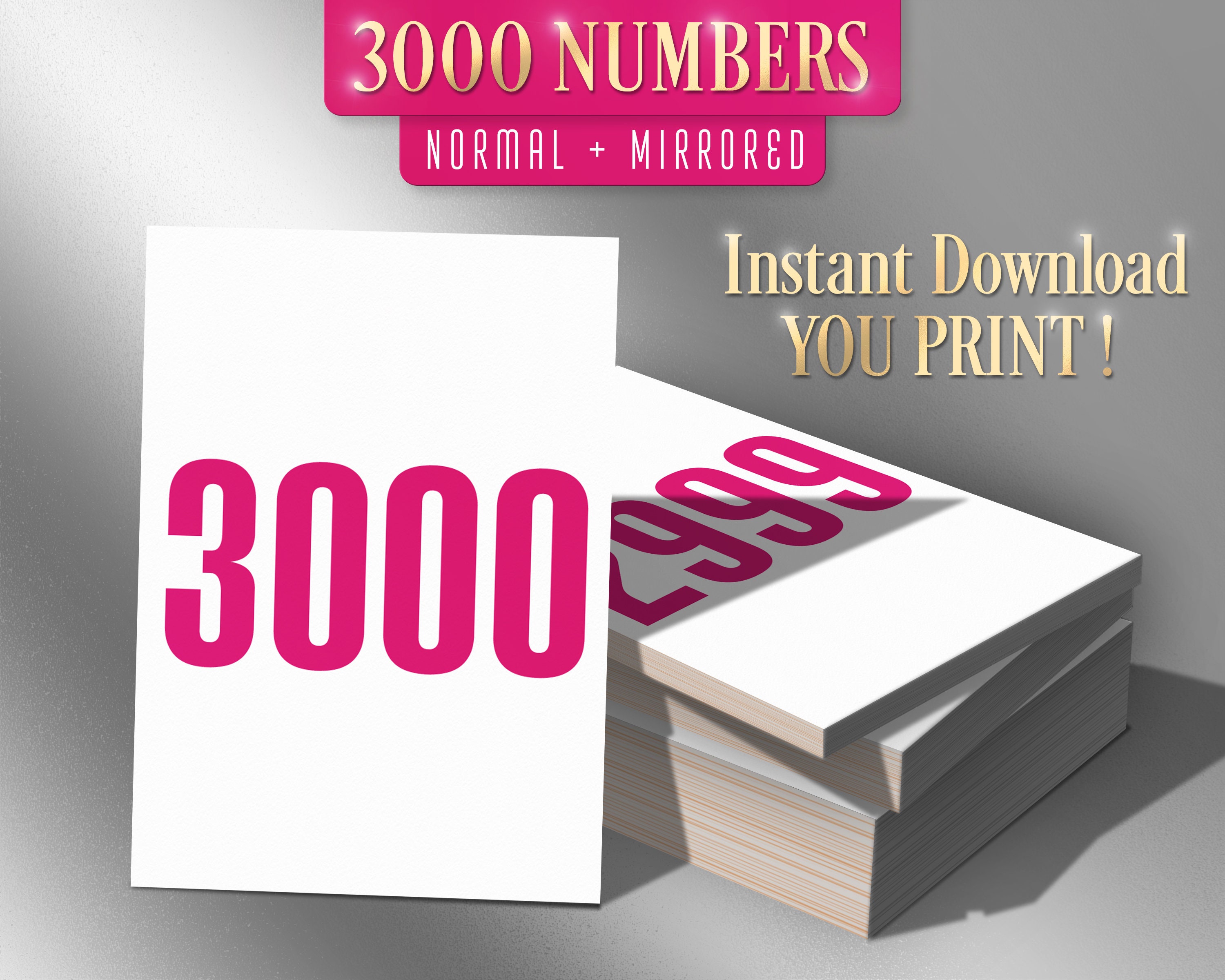 3000 Printable Facebook Live Numbers, Facebook Live Number Cards, Sale ...