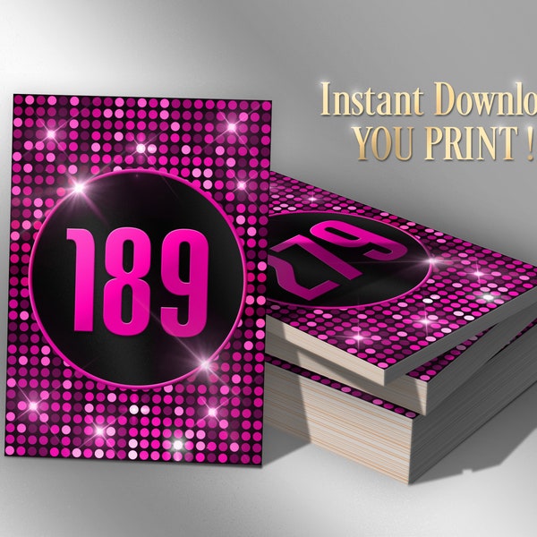 Pink Glitter Numbers Etsy