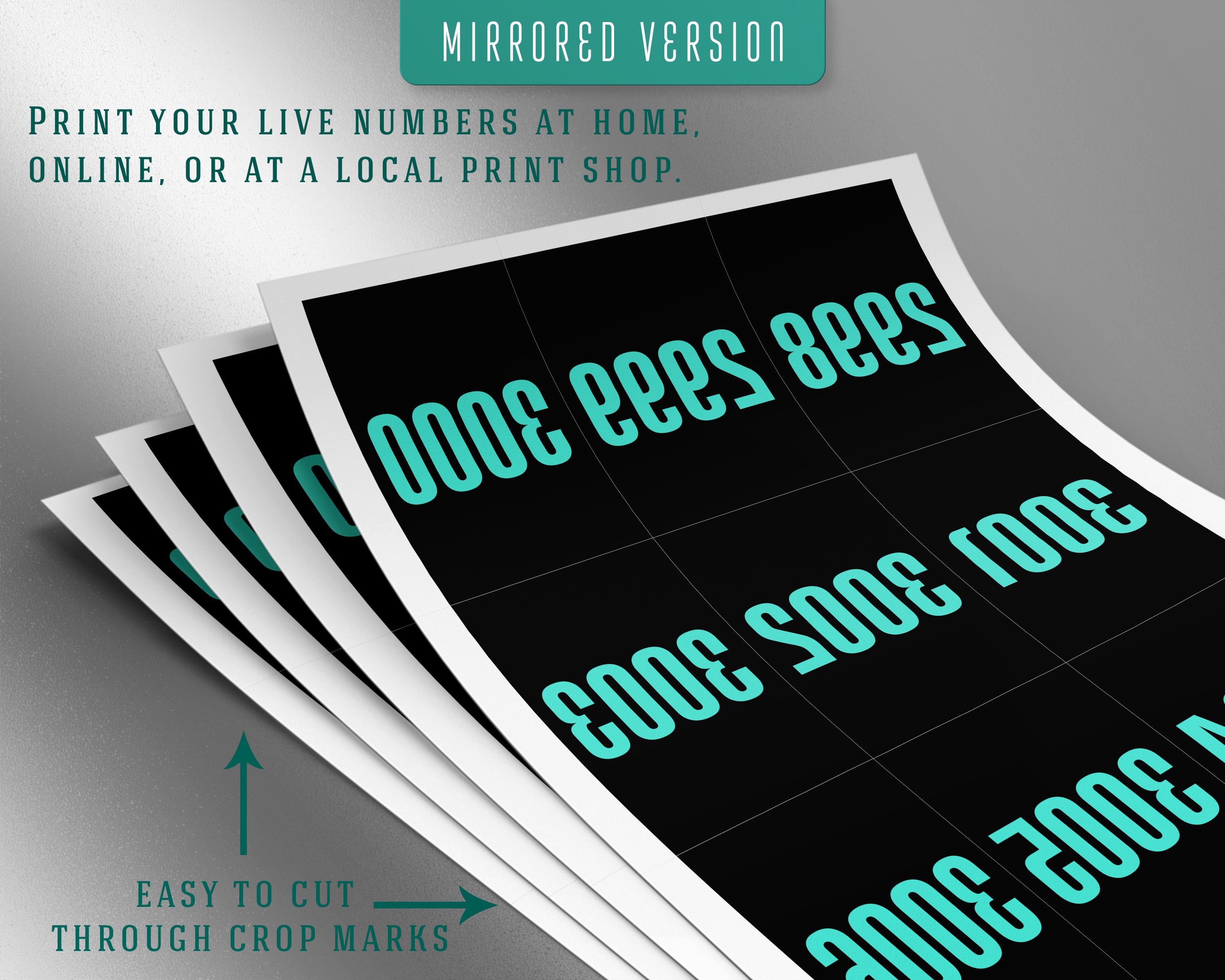 3000 Printable Facebook Live Numbers, Facebook Live Number Cards, Sale ...